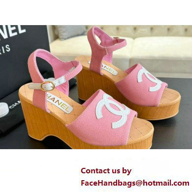 Chanel Fabric & Patent Calfskin Sandals G45555 Pink 2024 - Click Image to Close